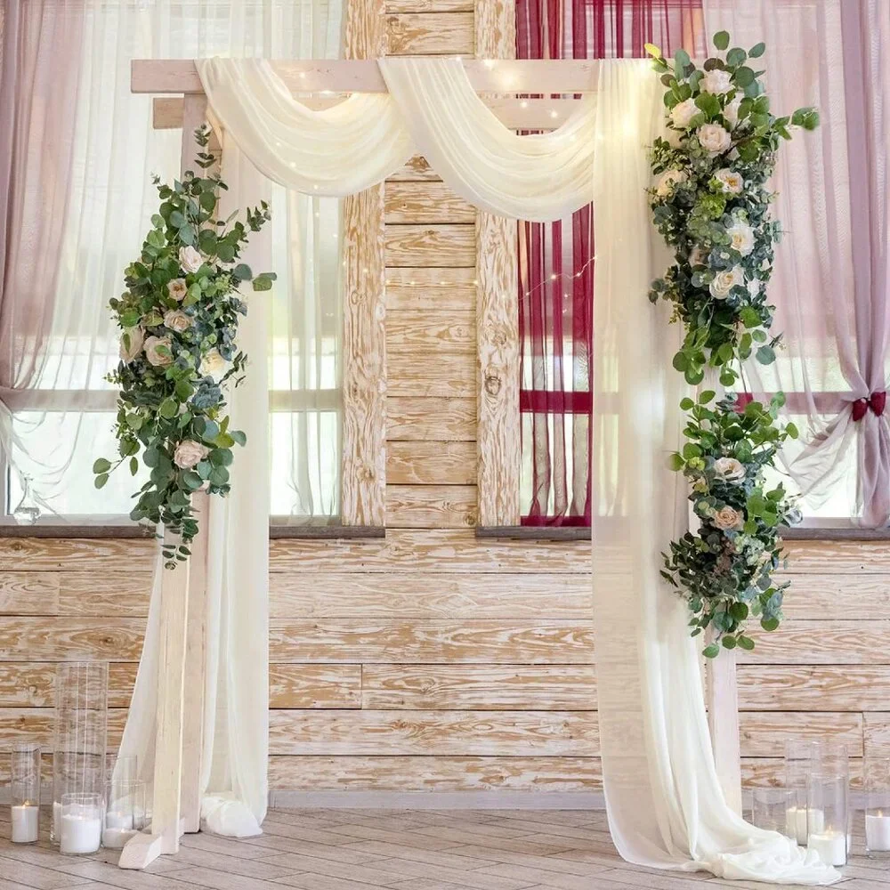 Wedding Arch Draping Fabric Ivory, White 2 Panels 6 Yards Sheer Chiffon Backdrop